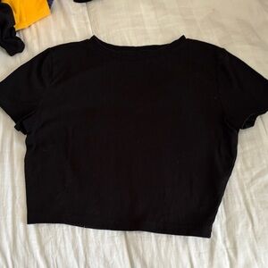 wild fable Black Cropped Crewneck Tee